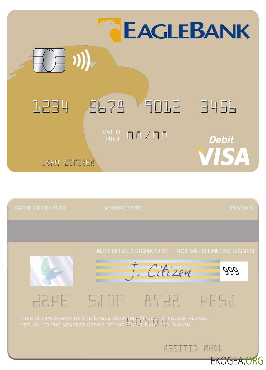 Carte de débit visa Nauru Eagle Bank Inc